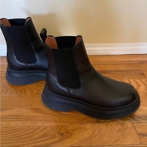 GANNI Black Creepers Chelsea Boots Size 38 with Box